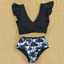 Load image into Gallery viewer, Floral Ruffled Hem Bikini Set Women Flora V-neck High-waisted Two Piece Swimsuit 2018 Girl Beach Bathing Suit Swimwear Biquinis