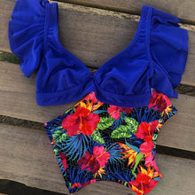 Load image into Gallery viewer, Floral Ruffled Hem Bikini Set Women Flora V-neck High-waisted Two Piece Swimsuit 2018 Girl Beach Bathing Suit Swimwear Biquinis