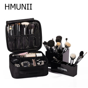 HMUNII Brand Women Cosmetic Bag High Quality Travel Cosmetic Organizer Zipper Portable Makeup Bag Designers Trunk Cosmetic Bags