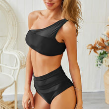 Load image into Gallery viewer, INGAGA Bikinis 2019 One Shoulder Swimsuit Ruffle Swimwear Women Solid Swimming Suit for Women Sexy biquini Beachwear