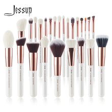 Load image into Gallery viewer, Jessup brushes Pearl White/Rose Gold Makeup brushes set Professional Beauty Make up brush Natural hair Foundation Powder Blushes