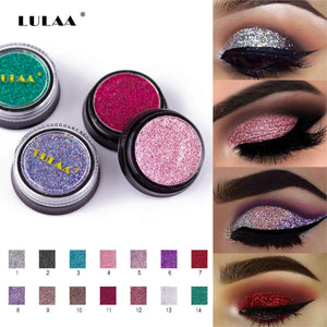 LULAA Glitter Eyeshadow Waterproof Purple Eye Shadow Sequins Pigment Long Lasting Shimmer Eyes Makeup Silver Eyeshadow Pallete