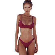 Load image into Gallery viewer, Lefeel 2019 Sexy Bikini Set Women Swimsuit Solid Bikini Backless Swimwear Low Waist Bathing Suit Female Brazilian Biquini