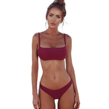 Load image into Gallery viewer, Lefeel 2019 Sexy Bikini Set Women Swimsuit Solid Bikini Backless Swimwear Low Waist Bathing Suit Female Brazilian Biquini