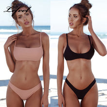 Load image into Gallery viewer, Lefeel 2019 Sexy Bikini Set Women Swimsuit Solid Bikini Backless Swimwear Low Waist Bathing Suit Female Brazilian Biquini