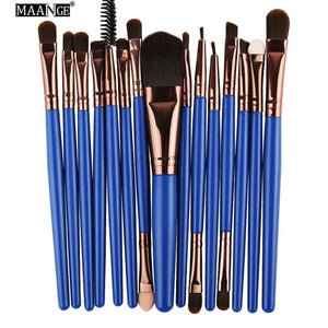 MAANGE Pro 15Pcs Makeup Brushes Set Eye Shadow Foundation Powder Eyeliner Eyelash Lip Make Up Brush Cosmetic Beauty Tool Kit Hot