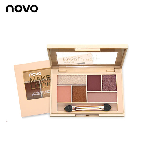 NOVO 6 Colors Silky Matte Glitter Eyeshadow Palette Set Makeup Eye Shadow Powder Pallete Make Up Pigment Beauty Cosmetic