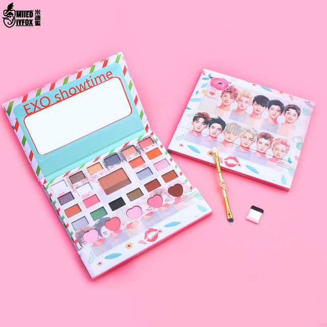 New Korea EXO Eye Makeup Nudes Palette 26Colors Matte Eyeshadow Pallete Glitter Powder Eye Shadow with Brush Set Stamp Pigment