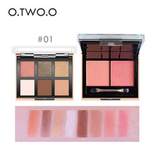 Load image into Gallery viewer, O.TWO.O Palette Eyeshadow Highlighter Glitter Blusher Face Contour Makeup Pallete 6 Colors Eyeshadow+2 Colors Blusher Pallete