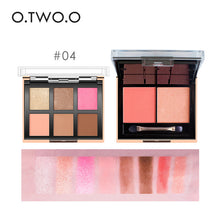 Load image into Gallery viewer, O.TWO.O Palette Eyeshadow Highlighter Glitter Blusher Face Contour Makeup Pallete 6 Colors Eyeshadow+2 Colors Blusher Pallete