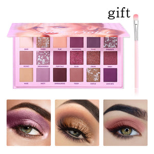 Pink Violet Nude Eye Shadow Palette 18 Color Eyeshadow with Brush Shimmer Matte Glitter Waterproof Makeup Pallete