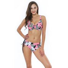 Load image into Gallery viewer, Polovi Sexy Feather Plus Size Swimwear Women Push Up Swimsuit Large Size Striped Mid Waist Bikinis De Las Mujeres 2019 Beachwear