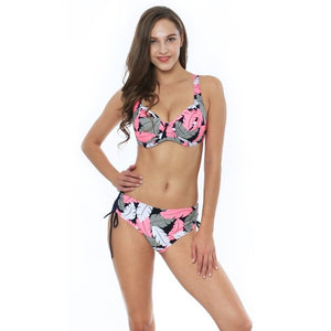 Polovi Sexy Feather Plus Size Swimwear Women Push Up Swimsuit Large Size Striped Mid Waist Bikinis De Las Mujeres 2019 Beachwear