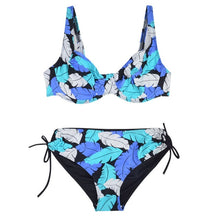 Load image into Gallery viewer, Polovi Sexy Feather Plus Size Swimwear Women Push Up Swimsuit Large Size Striped Mid Waist Bikinis De Las Mujeres 2019 Beachwear