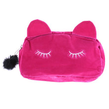 Load image into Gallery viewer, Portable Cartoon Cat Makeup Bag Coin Storage Case Travel Makeup Flannel Pouch Cute Cosmetic Bag Cases For Women Girls