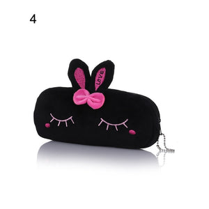 Portable Cartoon Cat Makeup Bag Coin Storage Case Travel Makeup Flannel Pouch Cute Cosmetic Bag Cases For Women Girls