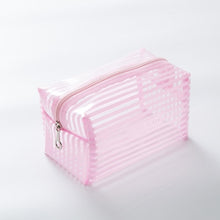 Load image into Gallery viewer, Portable Waterproof Transparent Makeup Bag Fashion Striped Zipper Cosmetic Organizer Women Travel Toiletry Bag