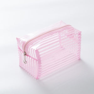 Portable Waterproof Transparent Makeup Bag Fashion Striped Zipper Cosmetic Organizer Women Travel Toiletry Bag