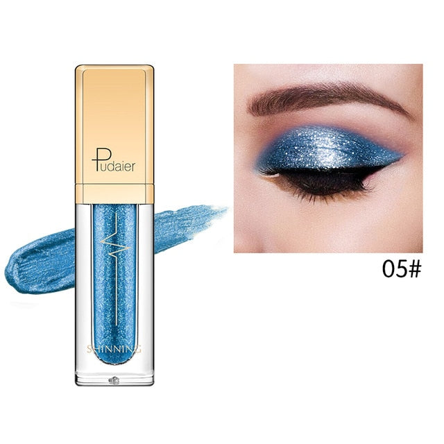 Pudaier 18 Colors Eye Shadow Shine Smoky Shadows Eyeshadow Pallete Waterproof Liquid Shimmer Glitter Eyeshadows Cosmetics Makeup