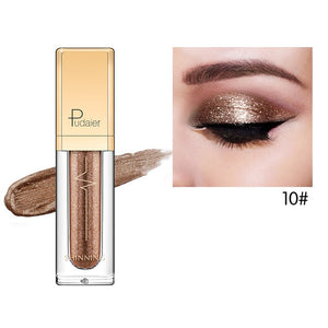 Pudaier 18 Colors Eye Shadow Shine Smoky Shadows Eyeshadow Pallete Waterproof Liquid Shimmer Glitter Eyeshadows Cosmetics Makeup