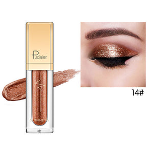 Pudaier 18 Colors Eye Shadow Shine Smoky Shadows Eyeshadow Pallete Waterproof Liquid Shimmer Glitter Eyeshadows Cosmetics Makeup