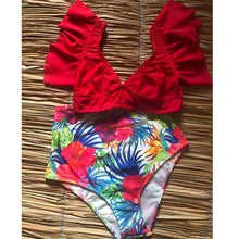 Load image into Gallery viewer, Ruffle High Waist Bikini 2019 Swimwear Women Swimsuit Push Up Bikinis Women Biquini Print Swimsuit Female Beachwear Bathing Suit