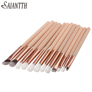 SAIANTTH 12pcs eyes  makeup brushes set tool Make up Toiletry Kit Wool Brand pincel maleta de maquiagem Nose Shadow Eyeliner lip