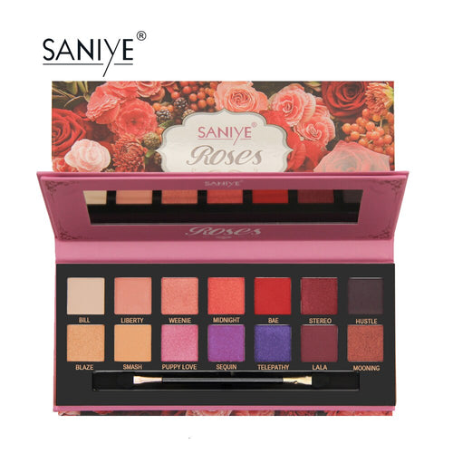 SANIYE 14Colors Longlasting Glitter Eyeshadow pallete Colorful Eyeshadow pallette Eyes Cosmetic Rose Makeup Palette T067