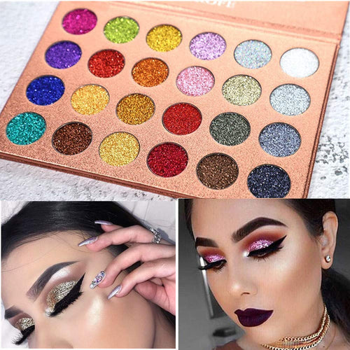 SEPROFE Brand 24 Colors Eyeshadow Pallete Diamond Glitter Powder Foiled Matte Eye Shadow Palette Single Makeup Set for Beauty