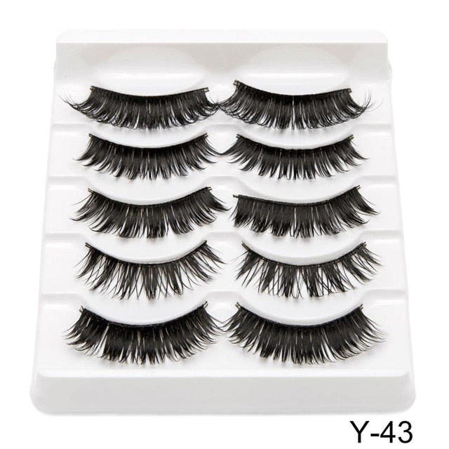 SEXYSHEEP 5Pairs 3D Mink Hair False Eyelashes Natural/Thick Long Eye Lashes Wispy Makeup Beauty Extension Tools