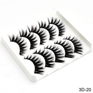 SEXYSHEEP 5Pairs 3D Mink Hair False Eyelashes Natural/Thick Long Eye Lashes Wispy Makeup Beauty Extension Tools