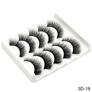 SEXYSHEEP 5Pairs 3D Mink Hair False Eyelashes Natural/Thick Long Eye Lashes Wispy Makeup Beauty Extension Tools