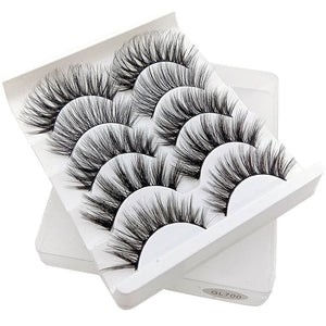 SEXYSHEEP 5Pairs 3D Mink Hair False Eyelashes Natural/Thick Long Eye Lashes Wispy Makeup Beauty Extension Tools