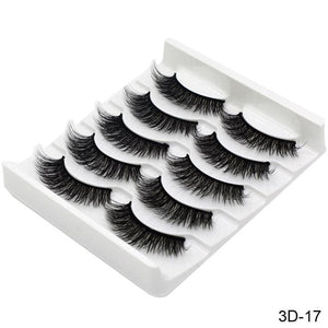 SEXYSHEEP 5Pairs 3D Mink Hair False Eyelashes Natural/Thick Long Eye Lashes Wispy Makeup Beauty Extension Tools