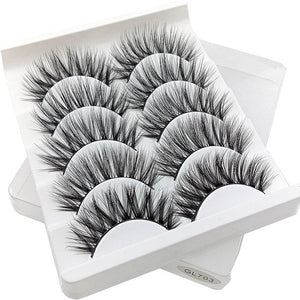 SEXYSHEEP 5Pairs 3D Mink Hair False Eyelashes Natural/Thick Long Eye Lashes Wispy Makeup Beauty Extension Tools