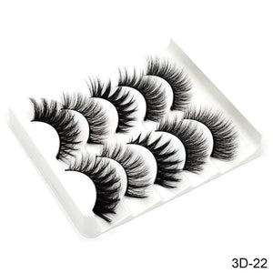 SEXYSHEEP 5Pairs 3D Mink Hair False Eyelashes Natural/Thick Long Eye Lashes Wispy Makeup Beauty Extension Tools