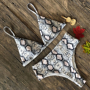 Sexy Snake Print Bikini 2019 Female Swimsuit Women Swimwear Thong Push Up Bikinis Set High Waist Swimming Suits for Bathing Suit