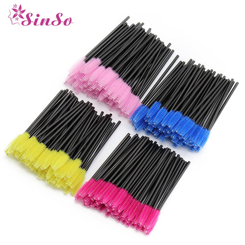 Sinso eyelash brush makeup brushes 50pcs individual disposable mascara applicator comb wand lash makeup brushes tools 6colors