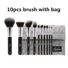 Load image into Gallery viewer, Sylyne makeup brush set 10pcs high quality professional makeup brushes classic black foundation make up brush kit tools.