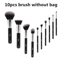 Load image into Gallery viewer, Sylyne makeup brush set 10pcs high quality professional makeup brushes classic black foundation make up brush kit tools.