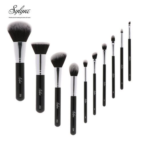 Sylyne makeup brush set 10pcs high quality professional makeup brushes classic black foundation make up brush kit tools.