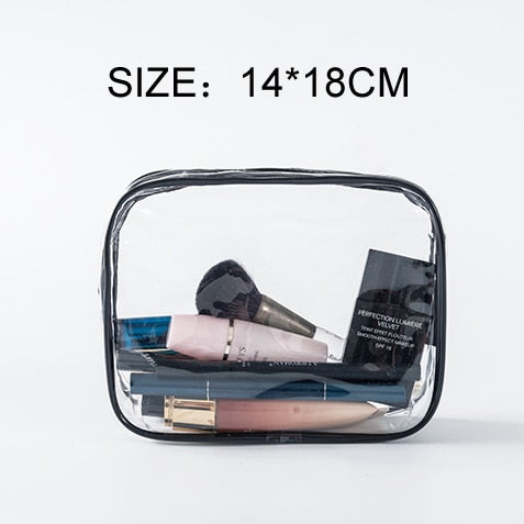 Transparent PVC Bags Travel Organizer Clear Makeup Bag Beautician Cosmetic Bag Beauty Case Toiletry Bag Make Up Pouch Wash Bags