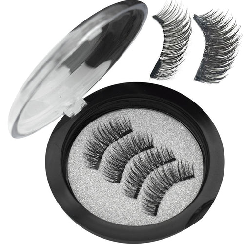 Wqzl 2 Pairs Magnetic Eyelashes With 2 Magnets Soft Lashes Handmade 3D Magnetic Lashes Natural False Eyelashes Double Magnet 24P