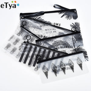 eTya Fashion Travel Women Clear Transparent Cosmetic Bag Small Large PVC Necessary Makeup Bag Case Bath Wash Organizer Set Pouch