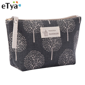 eTya Women Plaid Travel Cosmetic Bag Makeup Bags Handbag Female Zipper Purse Small Make Up Bags Travel Beauty Organizer Pouch