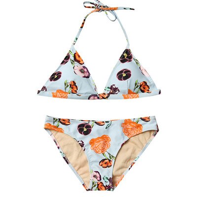 Sexy Push Up Bekini Women Blue Swimwear High Quality Women Swimming Wear Printed Beachwear