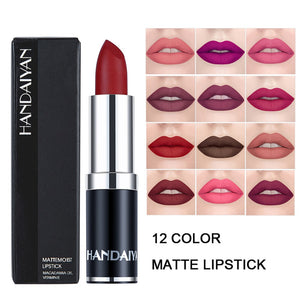 HANDAIYAN 12 Colors Velvet Matte Lipstick Waterproof Pigment Lipstick Long Lasting Lipstick Never Fade Lip Stick Makeup TSLM2