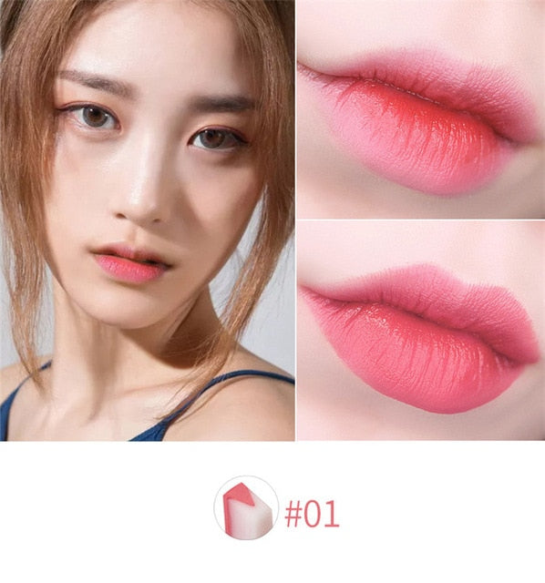 Fashion Korean Bite Lipstick V Cutting Two Tone Tint Silky Long Lasting Moisturzing Nourishing Lipstick Balm Lip Cosmetic Makeup