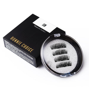 BONNIE CHOICE 3D Magnetic Eyelashes with 3 Magnet False Eyelashes Handmade Eye Lashes 4Pcs Eye Makeup Kit