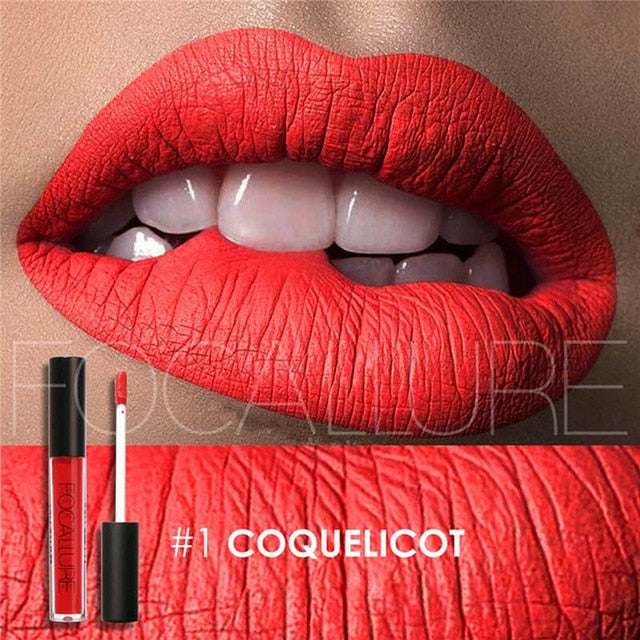 FOCALLURE Lipstick Lip Makeup Long Lasting Pigment Nude Gold Metallic Lipgloss Matte Liquid Velvet Metal Lipstick 25 Colors